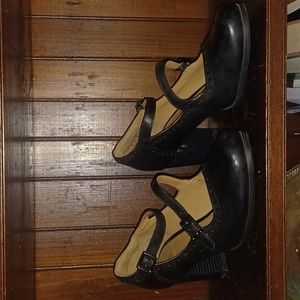 Clarks Double Strap Black Heels